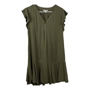 Nanette Lepore Ruffle Khaki Green Dress Size 6